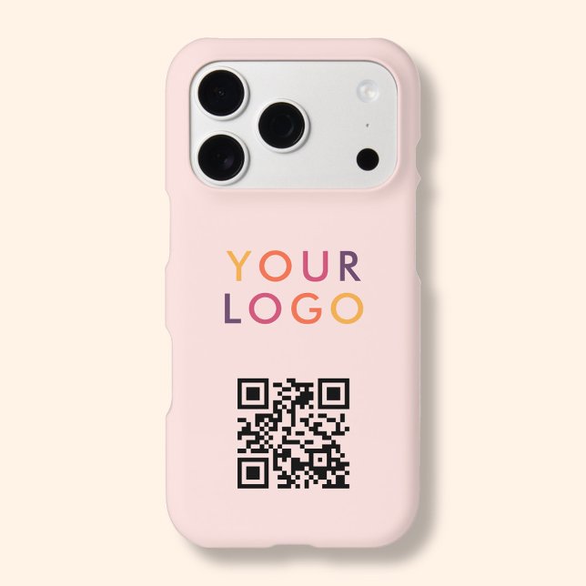 QR Code Logo Business Simple Blush Pink iPhone Case (Creator Uploaded)