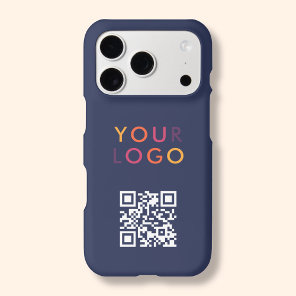QR Code Logo Business Simple Navy Blue iPhone 17 Pro Case
