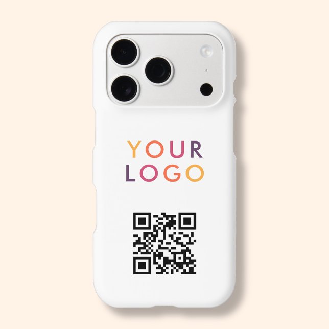 QR Code Logo Business Simple White iPhone Case (Creator Uploaded)