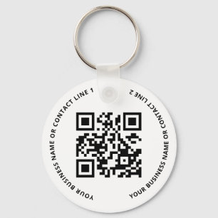 QR Code Logo Business White Keychain