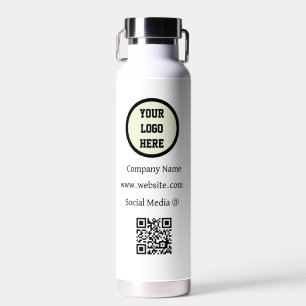 QR Code Logo Company Black Business Corporate Water Bottle