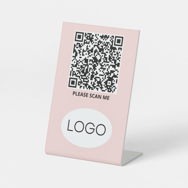 QR Code Logo Contactless Pedestal Sign (Front)