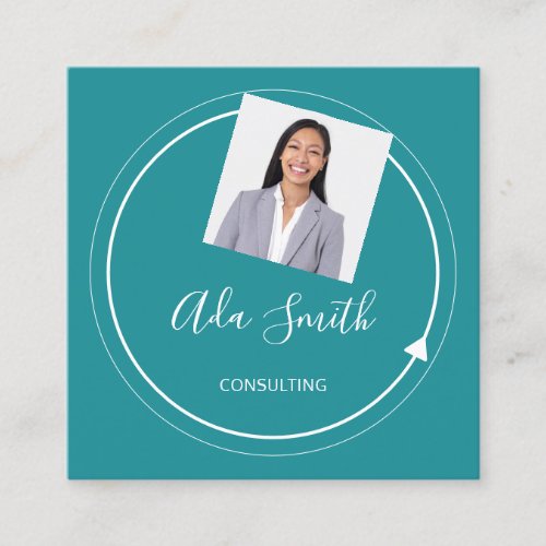 QR Code Logo Custom Custom Photo Consulting Blue  Square Business Card