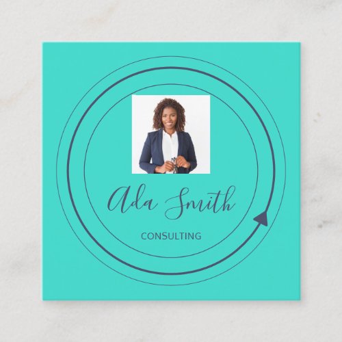 QR Code Logo Custom Custom Photo Consulting Mint  Square Business Card