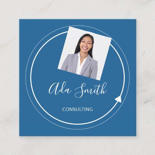 QR Code Logo Custom Custom Photo Consulting Navy Square Business Card