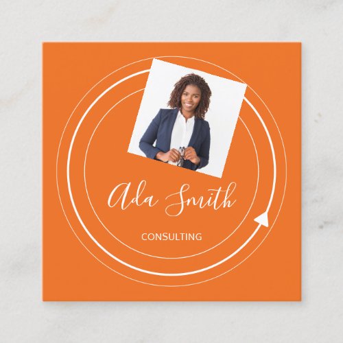 QR Code Logo Custom Custom Photo Consulting Orange Square Business Card