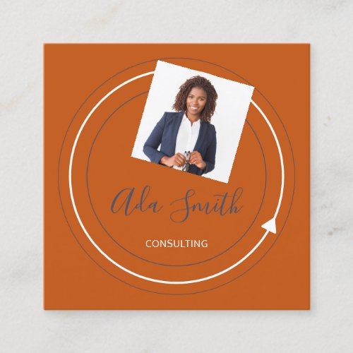 QR Code Logo Custom Custom Photo Consulting Orange Square Business Card