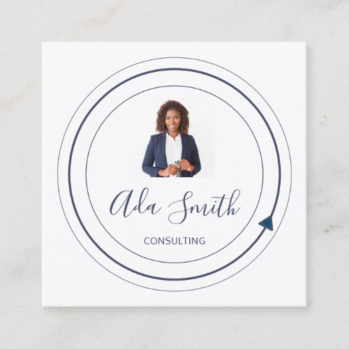 QR Code Logo Custom Custom Photo Consulting White Square Business Card