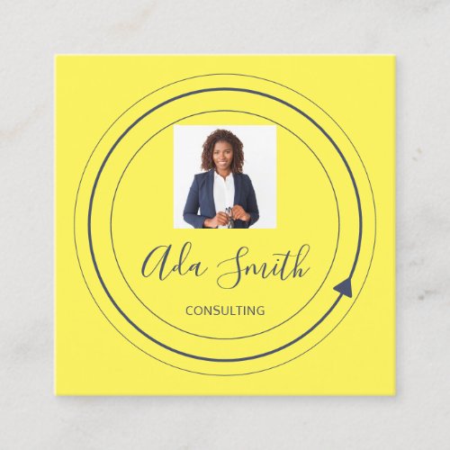 QR Code Logo Custom Custom Photo Consulting Yellow Square Business Card