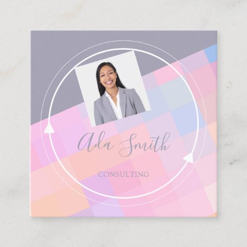 QR Code Logo Custom Custom Photo Geometry Square Business Card