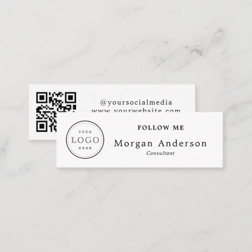QR Code Logo Elegant Black  White Social Media  M Mini Business Card