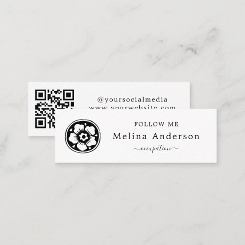 QR Code Logo Elegant Black  White Social Media  Mini Business Card