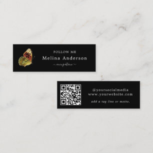 QR Code Logo Elegant Butterfly Social Media Mini Business Card