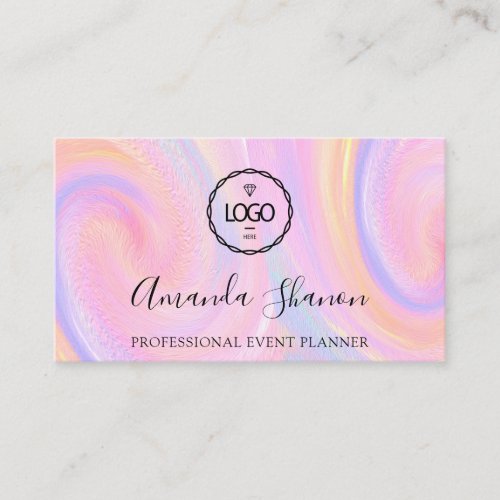 QR Code Logo Geometry Pink Holograph Abstract Business Card