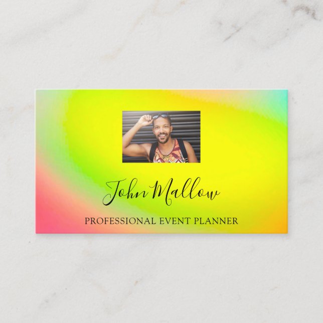 QR Code Logo Geometry Yellow Rainbow Business Card (Front)