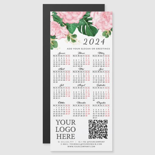 QR Code Logo German 2024 Calendar Floral Pink