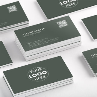 QR Code & Logo | Green | Modern | Professional Business Card