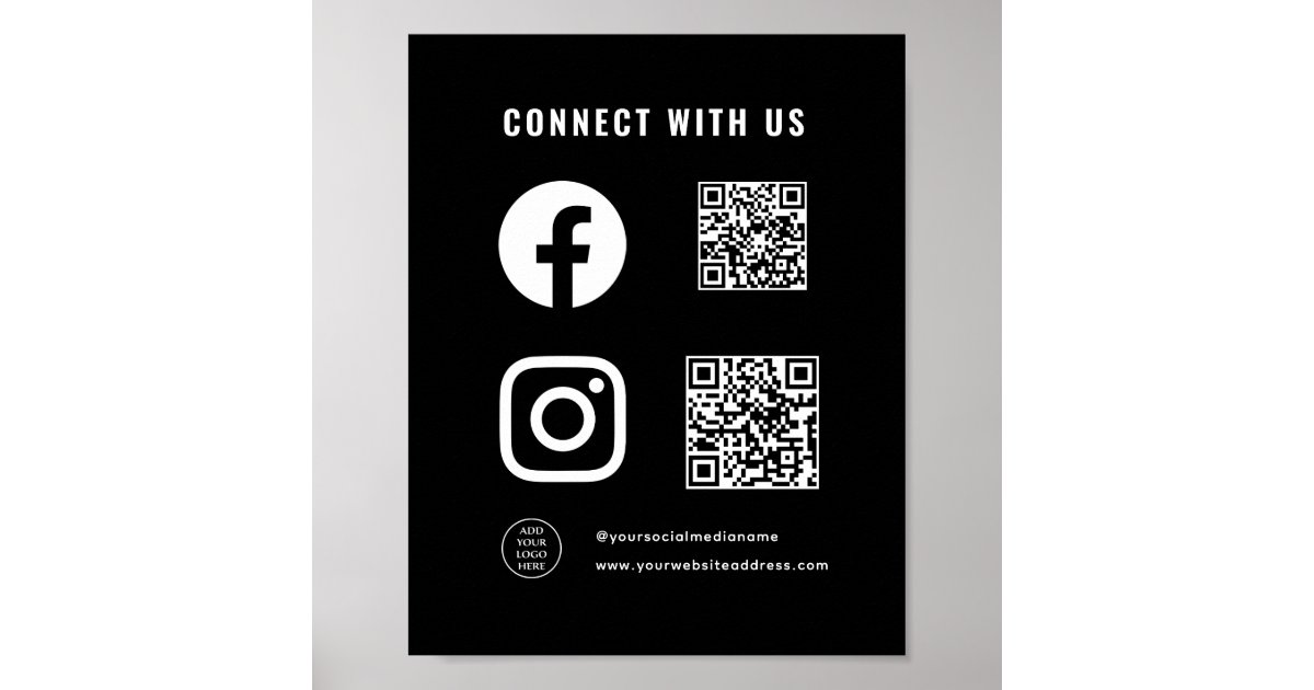 QR Code Logo Here Follow Scan Connect With Us Poster | Zazzle