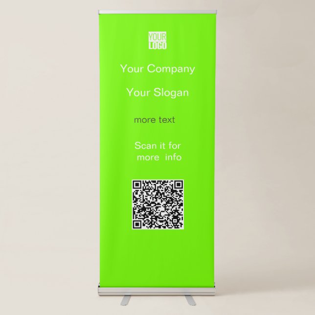  QR code&logo in fluorescent  green     Retractable Banner (Front)
