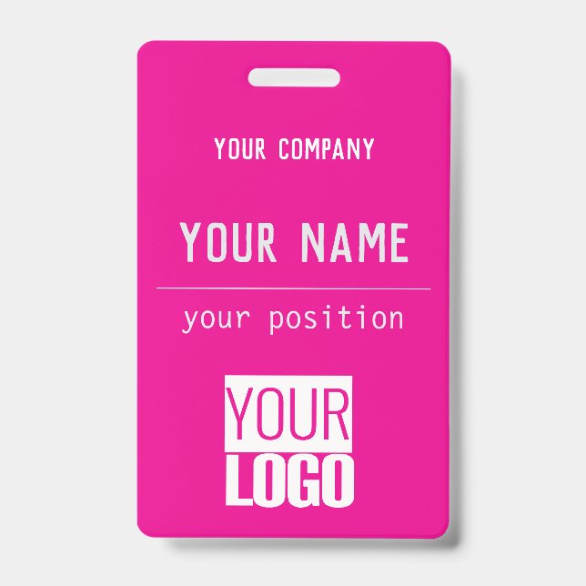   QR  code&logo in hot pink Badge (Front)