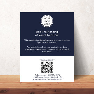 QR Code & Logo l Advertising Commercial Navy Blue Flyer