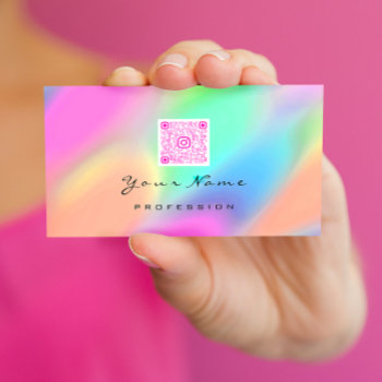 Qr Code Logo Makeup Artist Hair Nails Pink Business Card by luxury_luxury at Zazzle