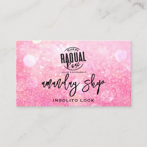 QR Code Logo Makeup Artist Pink Candy Glitter Business Card