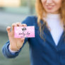QR Code Logo Makeup Artist Shop Pink Glitter  Business Card