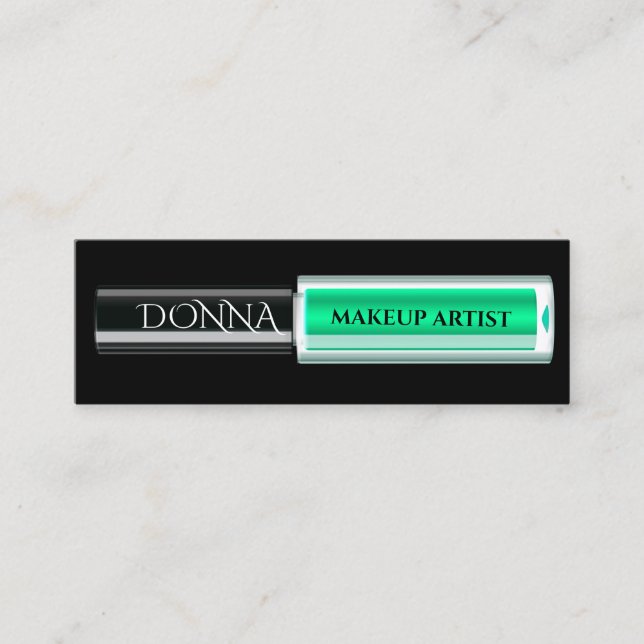 QR Code Logo Makeup Green Lipstick Cosmetics    Mini Business Card (Front)