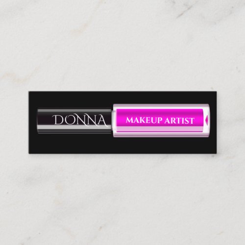 QR Code Logo Makeup Lipstick Gloss Black Mini Business Card