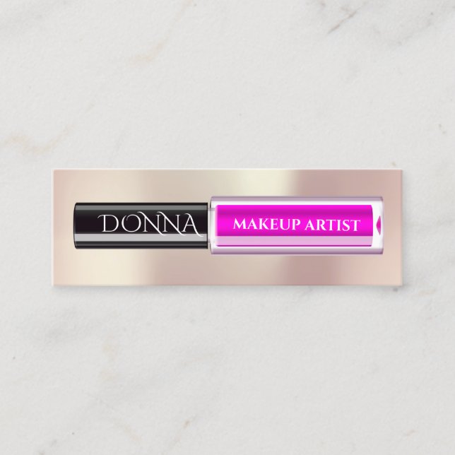 QR Code Logo Makeup Lipstick Gloss Pink  Mini Business Card (Front)