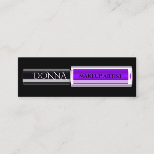 QR Code Logo Makeup Purple Lipstick Cosmetics Mini Business Card