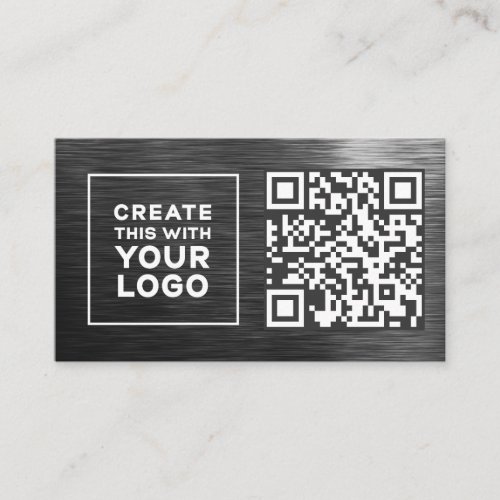 QR Code Logo Metallic Look Professional Modern Business Card