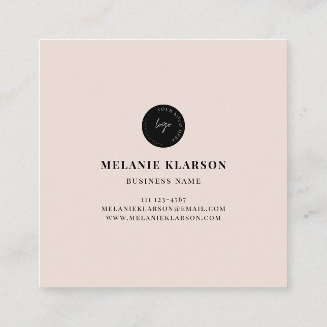 QR Code Logo Minimalist Square Business Card (Back)