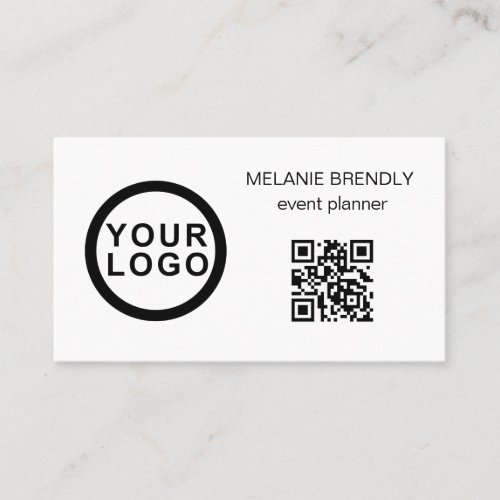 QR Code Logo Modern Minimalist White Business Card
