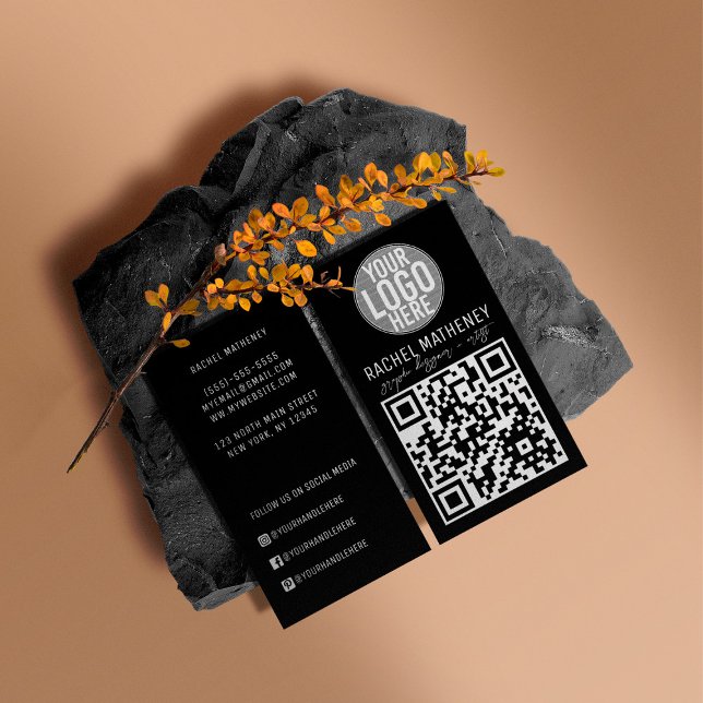 QR Code Logo Modern Simple Black Professional Business Card (Creator Uploaded)