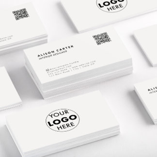 QR Code | Logo | Off White | Modern Design Business Card