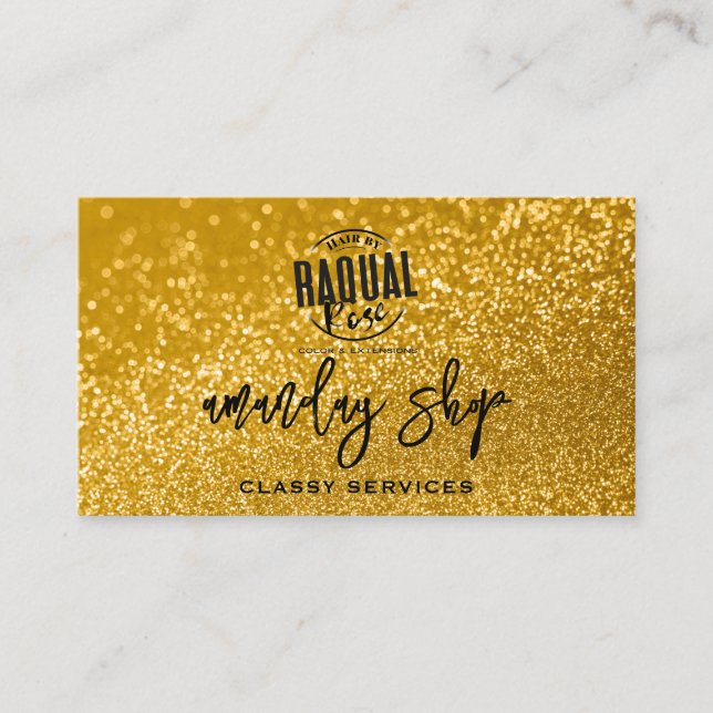 QR Code Logo Online Glitter Gold Professional Business Card (Front)