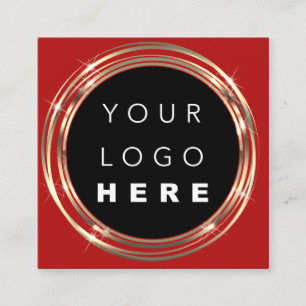 QR Code Logo Online Shop Black White Red Wine Square Business Card