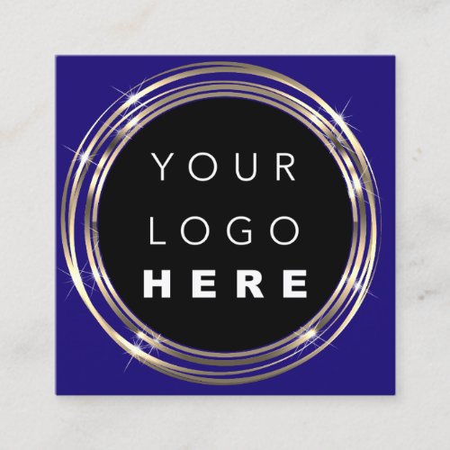  QR Code Logo Online Shop Frame Gold Blue Navy Square Business Card
