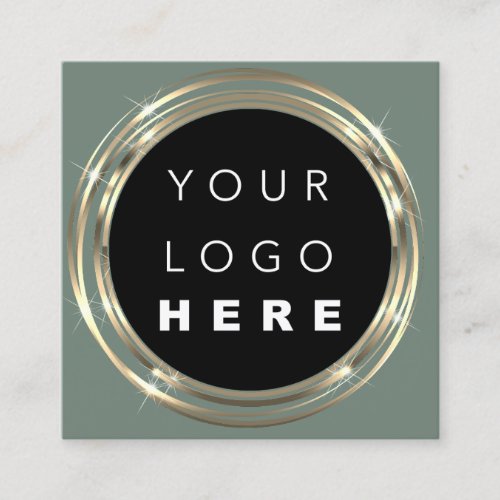  QR Code Logo Online Shop Frame Gold Mint Green  Square Business Card