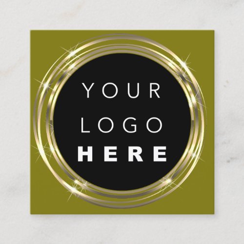  QR Code Logo Online Shop Frame Gold Mustard Square Business Card