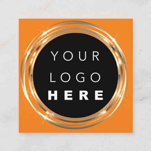  QR Code Logo Online Shop Frame Gold Orange Shop  Square Business Card