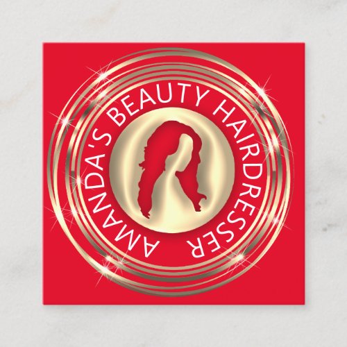  QR Code Logo Online Shop Frame Gold Red Square Business Card