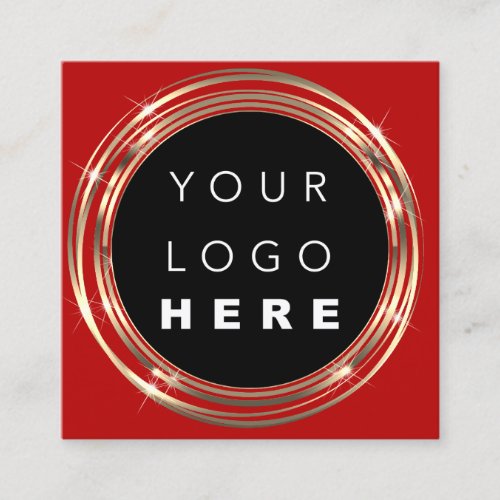  QR Code Logo Online Shop Frame Gold Ruby Red Square Business Card