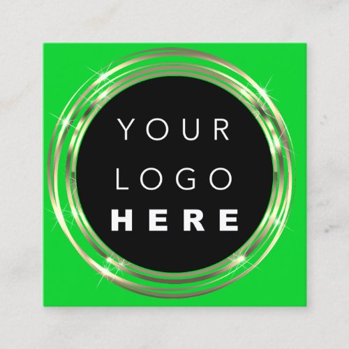  QR Code Logo Online Shop Frame Gold Vivd Green Square Business Card