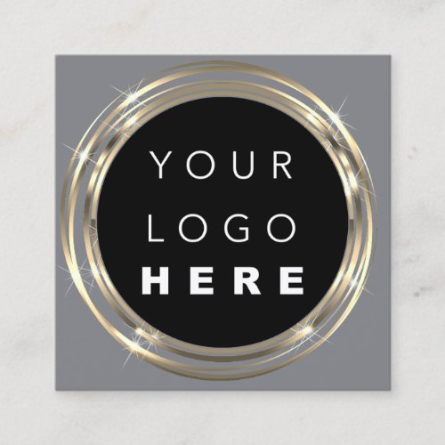  QR Code Logo Online Shop Frame Gold Vivd Grey Square Business Card
