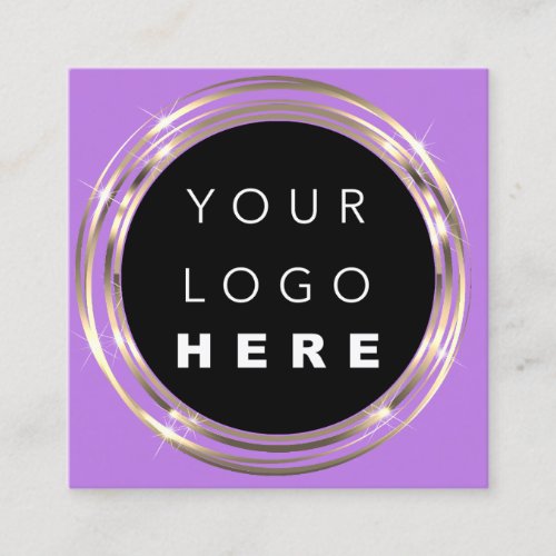  QR Code Logo Online Shop Frame Gold Vivd  Purple Square Business Card
