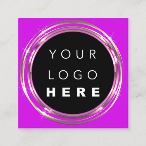  QR Code Logo Online Shop Frame Gold Vivd  Purple  Square Business Card