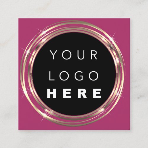  QR Code Logo Online Shop Frame Gold Vivd Purple Square Business Card